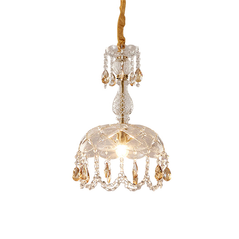 European Style Brass Vintage Gold Pendant Light Creative with Crystal Decoration Chandelier Used in Restaurant Corridor Lighting