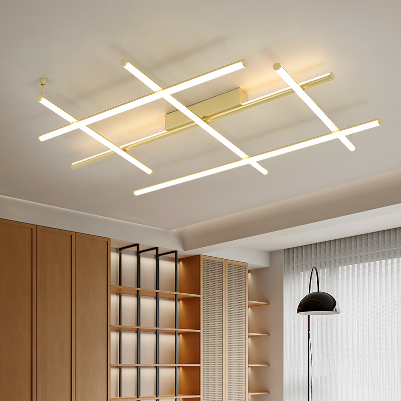 Ceiling Pendant Light Modern Linear LED Chandelier Adjustable Aluminum Pendant Lighting Ceiling Lamp Gold