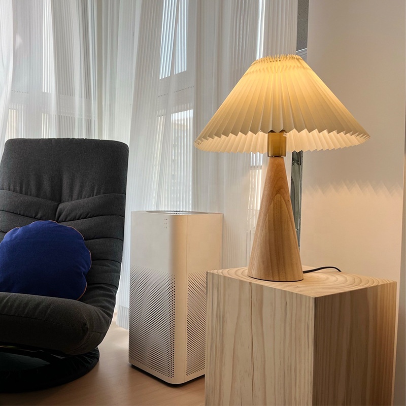 Modern Nordic Design Wooden Desk Lamp Indoor Fabric Shade Decoration Study Folding E26 Reading Table lamp