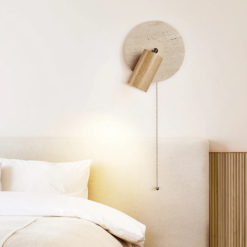 2024 New Wabi Sabi Living Room Decoration Bedside Light Study Room Wall with Switch Rotating Bedhead Reading Wall Lamp