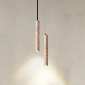 30CMWabi Sabi LED Stone Hanging Lamp Yellow Travertine Drop Light for Dining Kitchen for Restaurant Bar Table or Bedroom Bedside SSM-2067 image 1