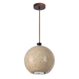 Yellow Travertine Chandelier hanging oval pendant lamp big stone pendant design Wabi sabi Cavity Stone pendant light SSM-2055 image 1