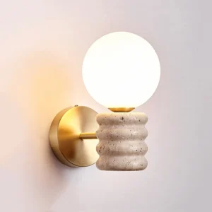 Japanese Fresh Natural Yellow Travertine Home Stay Living Room Wall Lamp Nordic Creative Design Sense Room Decoration Lights SSM-2249 image 1
