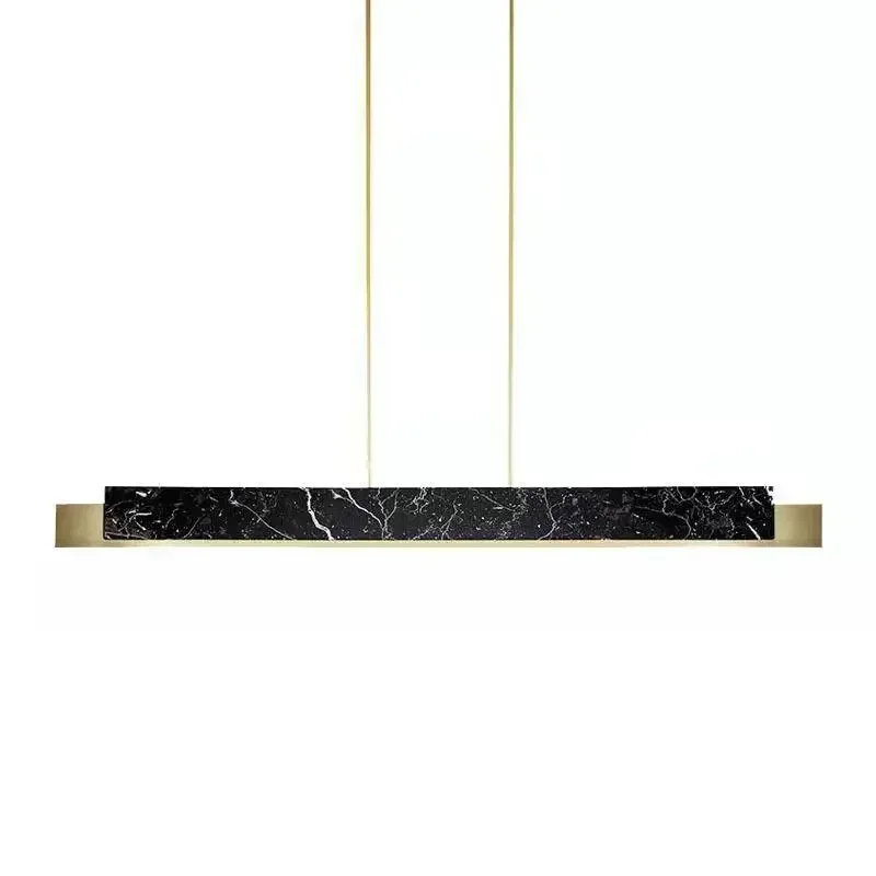 Indoor Lighting Modern Marble Chandelier Luxury Minimalist Long Strip Table Bar LED Pendant Hanging Lamp Ceiling Lustres Fixture