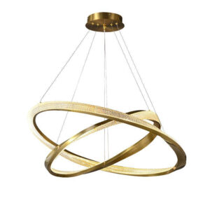 Modern 2 Rings Circular Chandelier Pendant Light Gold LED Acrylic Hanging Light Fixture for Dining Room Living Room Bedroom SSM-8075 image 1
