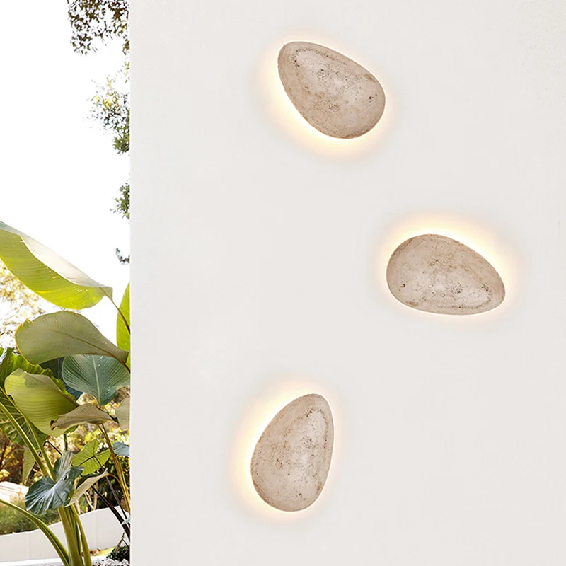 Waterproof LED Wall Lamp Natural Yellow Stone for Bedroom Decor Personalized Cobblestone Villa Courtyard Doorway Corridor