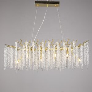 Indoor Decorative Modern Plating Luxury Aluminum Crystal Gold Square Chandelier Lamp SSM-6028-02 image 1