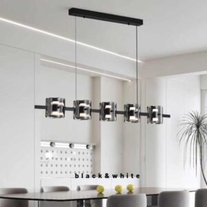 Minimalist Restaurant Chandelier Modern Simple bar Nordic Designer Creative Glass Strip Lamp Pendant Light SSM-8125 image 1