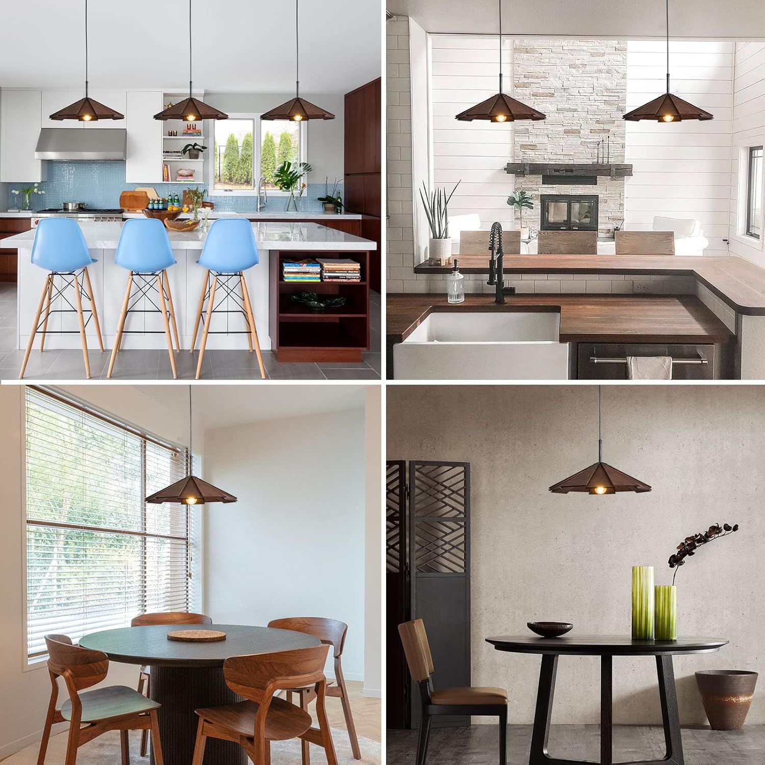 Farmhouse Pendant Light Wood Hanging Light Ceiling Chandelier Modern Adjustable Hanging Ceiling Light Fixtures