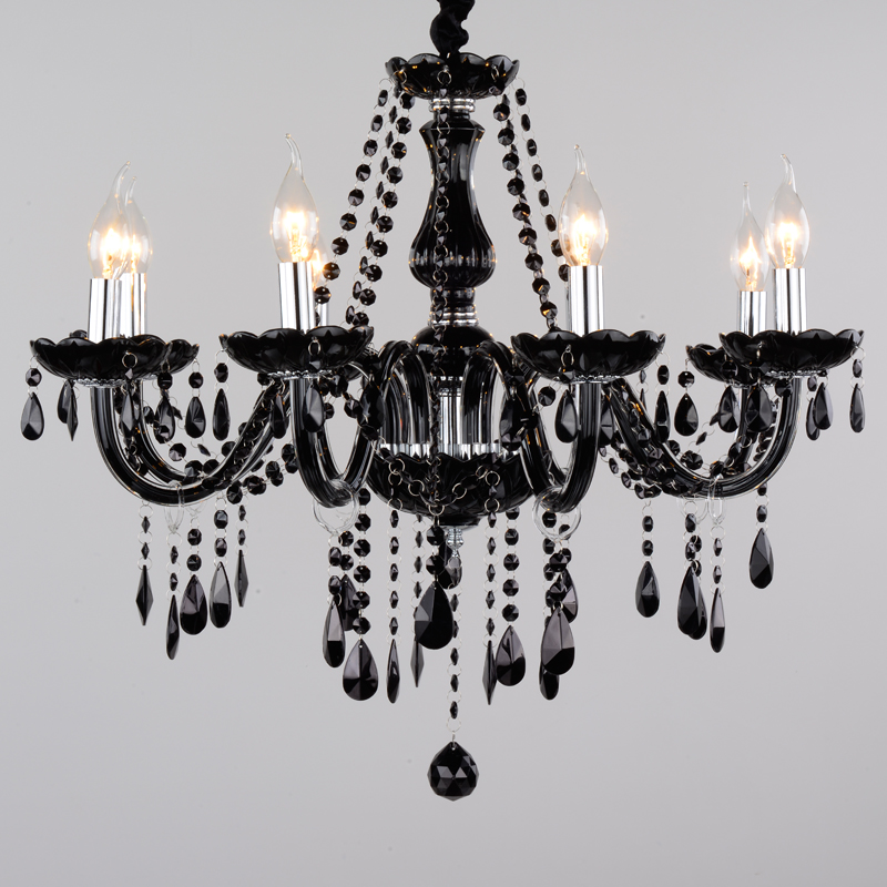 Contemporary simple black candle crystal chandelier home living room bedroom dining room crystal lamp decorative lighting