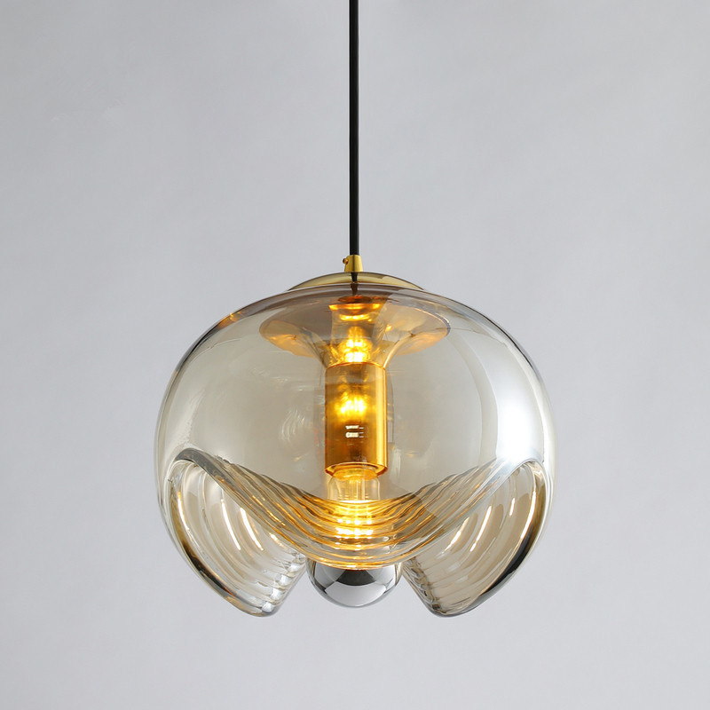 Water Ripple Glass Pendant Lights Modern Creative Bedroom Bedside Dining Room Suspension Luminaire Kitchen Island Hanging Lamp