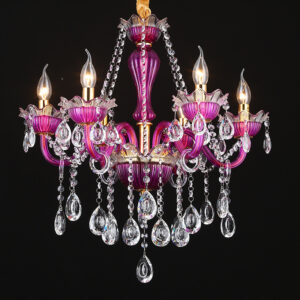 Luxury nordic purple glass led crystal chandelier decorative bedroom wedding pendant lighting classic red luster crystal light SSM-9042 image 1