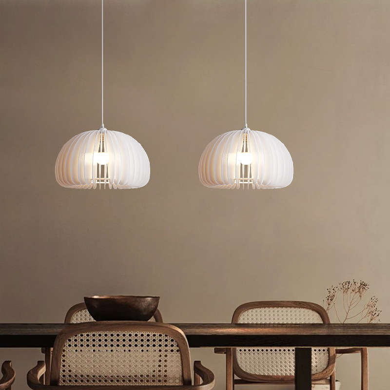Atunus Nordic Minimalist White Acrylic Elegant Pendant Light Japanese Style Wabi Sabi Ceiling Pumpkin Pendant Lamp Chandeliers