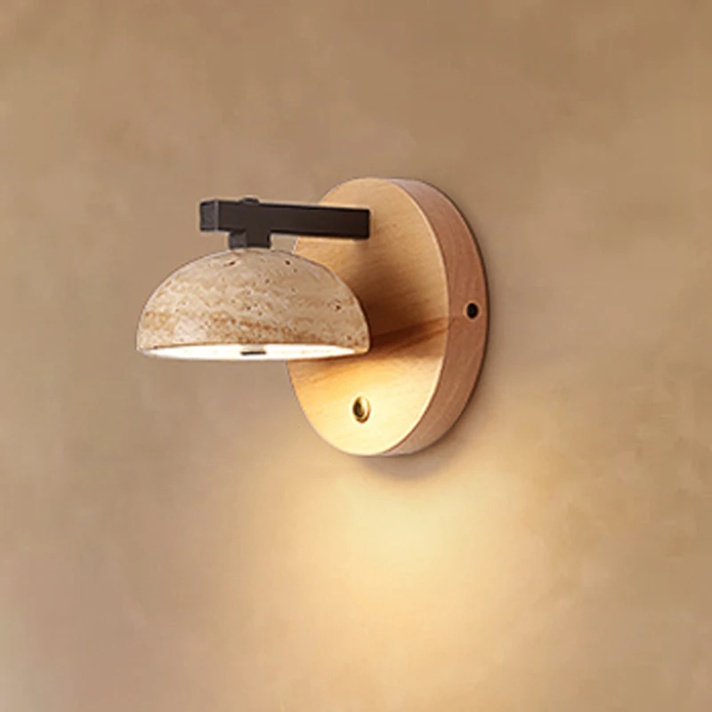 Wabi Sabi Bedside Wall Light Travertine Living Room Corridor Stairway Background Decor Atmosphere Lamp Fixtures