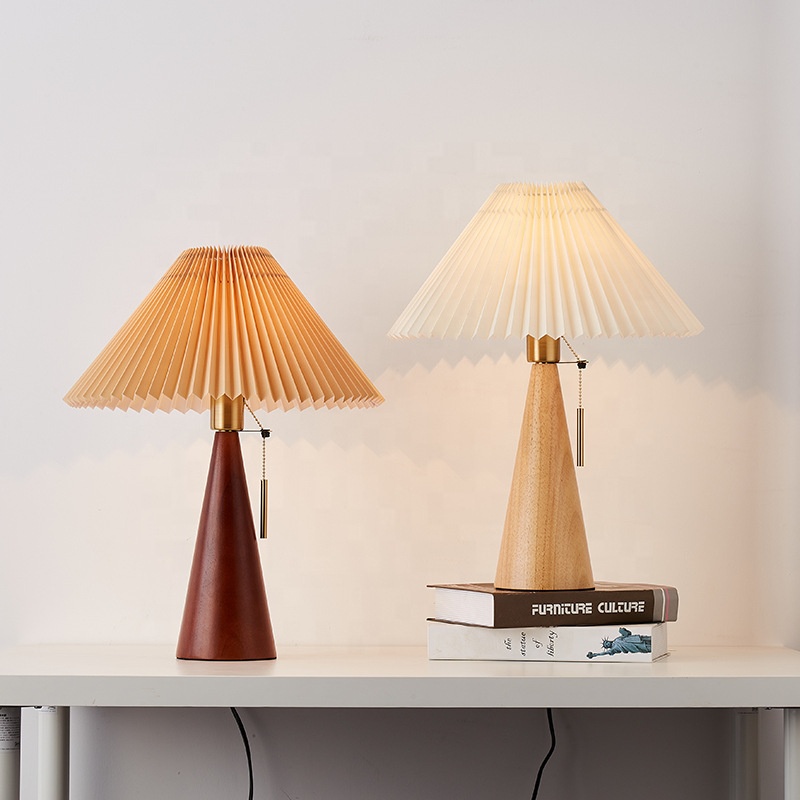 Modern Nordic Design Wooden Desk Lamp Indoor Fabric Shade Decoration Study Folding E26 Reading Table lamp