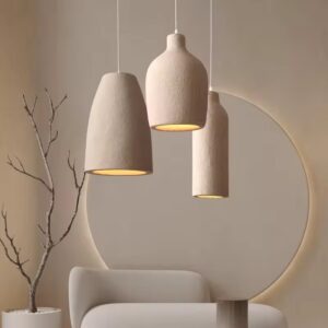 Minimalist Japanese Wabi Sabi Style Bracken Brown Textured Organic Shapes Polystyrene Wabi Sabi Chandelier SSM-9748 image 1