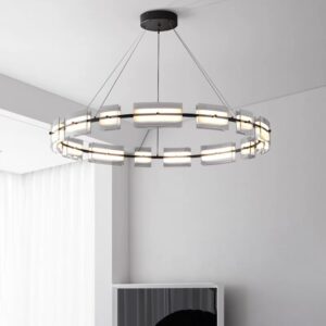 Italian Modern Simple Living Room Restaurant Bedroom Ring Glass Chandelier SSM-8122 image 1