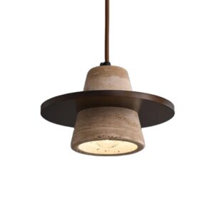 Creative Hat Shaped Stone Droplight Dining Table Japanese Wabi Sabi Travertine Nordic Bedside Restaurant Corridor Pendent Lamp SSM-2009 image 1