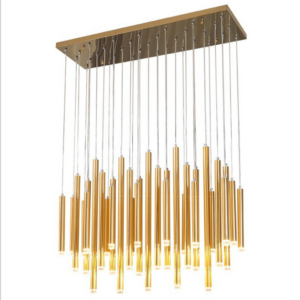 Indoor Customized Stainless Steel Led Round Tube Chandelier Pendant Light For Dining Table Hotel Stair Villa SSM-0033 image 1