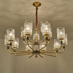 American Copper Chandelier Light for Dining Room Living Room Antique Brass Pendant Lamp with Glass Lampshade 400k6382 WSM-8069 image 1