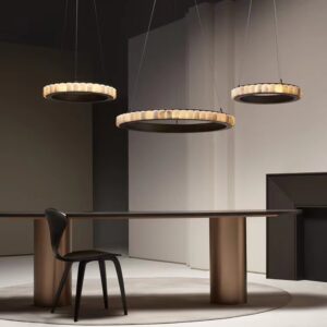 Designer Chandelier Natural Spanish Marble Ring Living Room Dining Room Bedroom Art Lamps for Bedroom Home Hotel bar WSM-8031 image 1