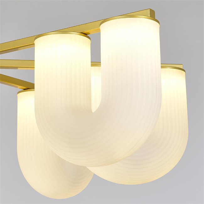 Modern Design White Gold Glass Middle Pendant Light High End Chandeliers Room Ceiling Installation AC Power Source