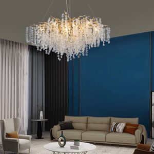 Wedding decoration hanging branch pendant lamp house living room gold glass raindrop chandelier SSM-6047-02 image 1
