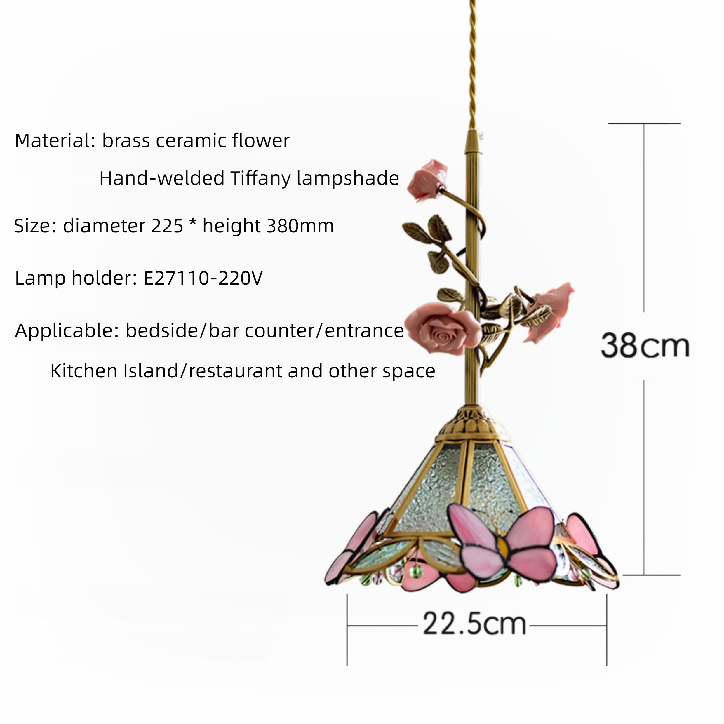 French flower hanging lamp for bedside homestay dining table vintage art design chandelier