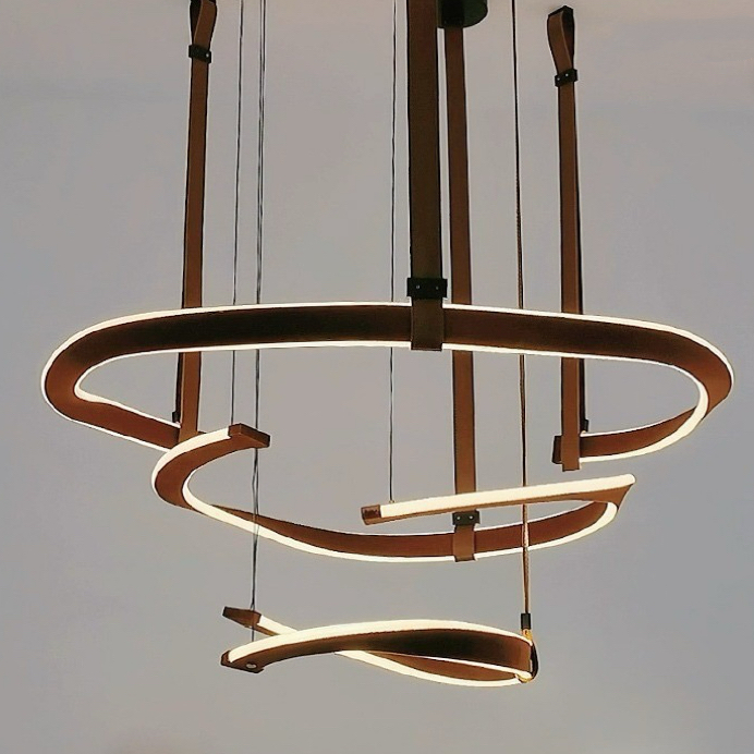 Italian Minimalist Elegance Belt Chandeliers for Modern Living and Circular Lights for Dining Rooms and Bedrooms