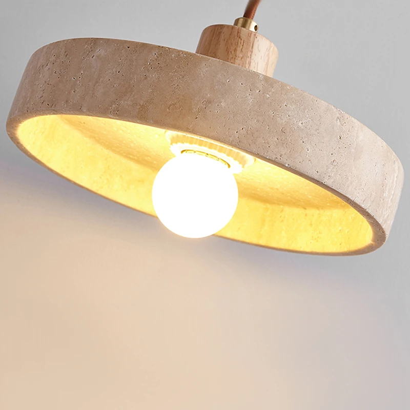 Japanese Wabi Sabi Yellow Stone Pendant Lamp Nordic Corridor Bedroom Balcony Ceiling Decoration Chandelier Living Room LED Light