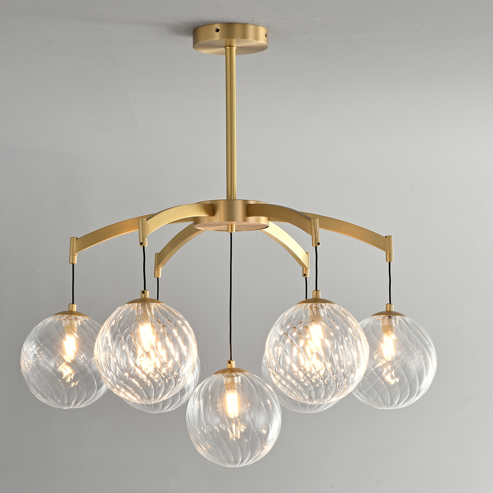 Vintage Nordic Luxury Copper Lights Modern Simple Living Room Dining Room French Lights Villa Staircase Bedroom Glass Chandelier