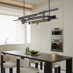 New Post Modern Simple Black Unique Metal Pendant Lights Planar LED Linear Pendant Light for Living Room Hotels SSM-9902 image 1