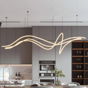 Custom designer chandelier creative art line shaped streamer banquet hall light modern exhibition hall sample room chandelier SSM-0001 image 1