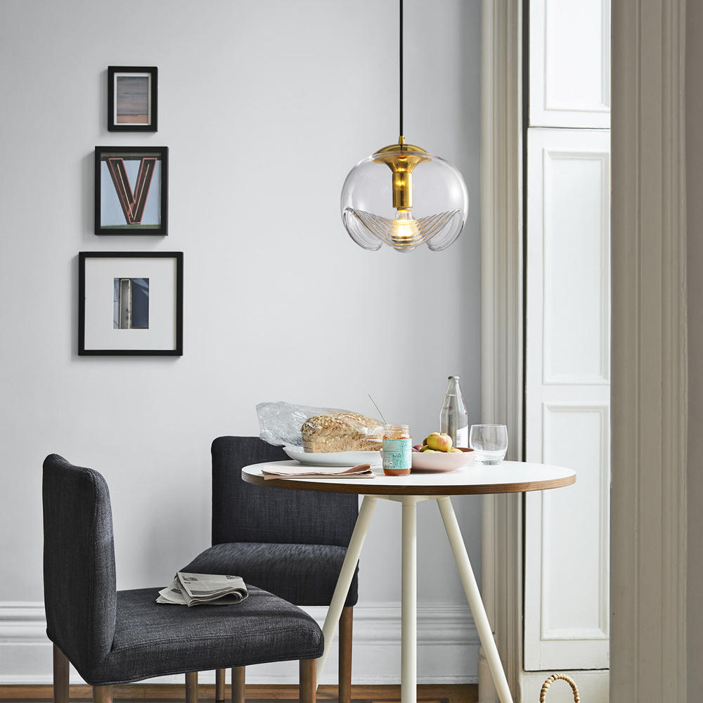 Water Ripple Glass Pendant Lights Modern Creative Bedroom Bedside Dining Room Suspension Luminaire Kitchen Island Hanging Lamp