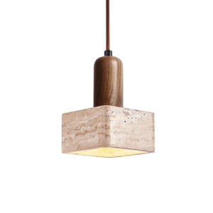 Square Stone Hanging Light Bedhead Kitchen Island Dining Table Wabi Sabi Restaurant Bar Travertine Droplight SSM-2022 image 1