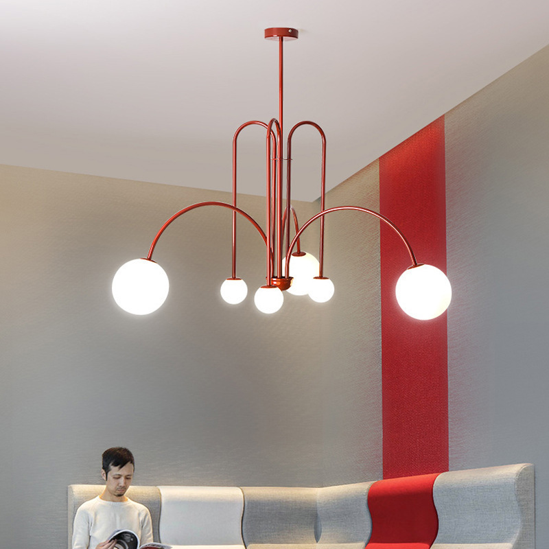 Nordic Designer Simple Lamps Living Room Dining Personalized Study Clothing Store Geometric Line Art Chandelier
