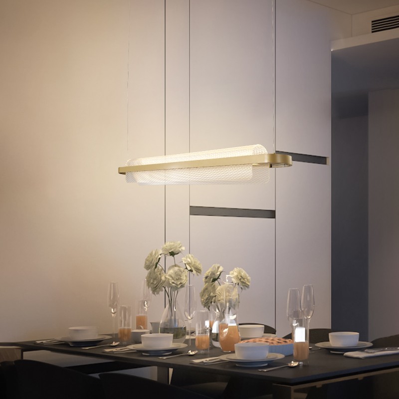 Linear Desk Light Modern Aluminum With Glass for Kitchen Island Dining Room Table Office Light Height Adjustable Chandelier