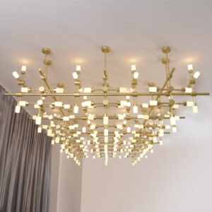 Banquet Hall Hotel Lobby Lighting Sales Department Sand Table Chandelier Rectangular Engineering Pendant Light SSM-3007 image 1