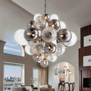 Modern Luxury Glass Bubble Ball Lamp Simple LED Light Source White for Dining Room Bedroom Exhibition Hall Modern Chandelier SSM-3330 image 1