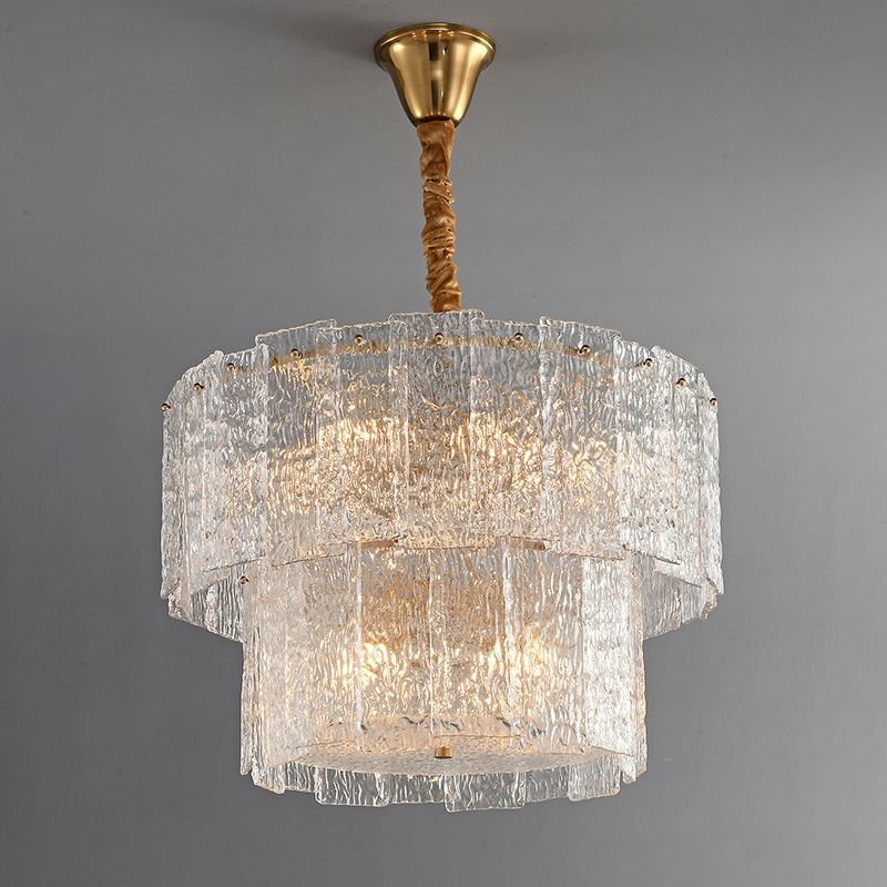 For Meerosee Antique Brass 400K6315 Pendant Lamp Copper Glass Finish Elegant Home Office Glass Hanging Chandelier for Home