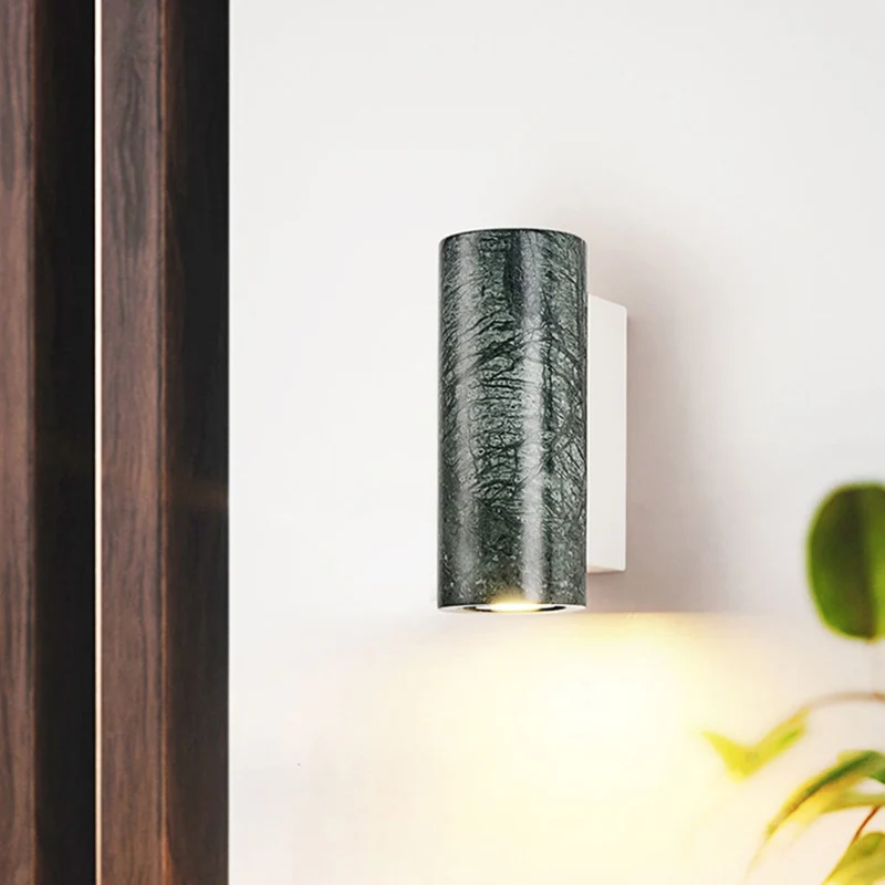 Nordic Natural White Black Green Marble Stone Wall Lamp Led for Home Decor Bedside Corridor Hotel Restaurant