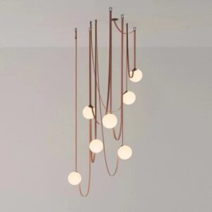 Nordic Minimalist Villa Staircase Pendant Lamp Iron Rotating Design for Loft Living Room Duplex Floor Pendant Lighting SSM-8110 image 1