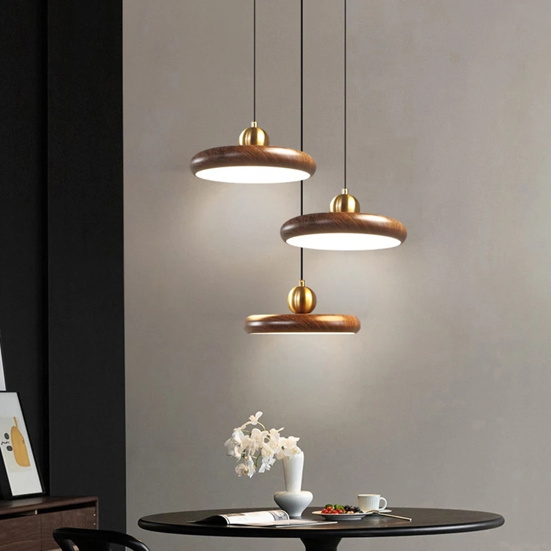 Nordic Contemporary Interior Decoration Wood Color Finish New Design Led Hanging Lamp Pendant Lamp for Home Restaurant