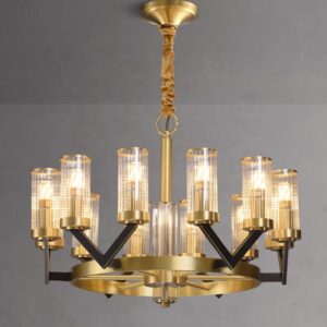 Copper Glass Contemporary Chandelier Pendant Light Restaurant Chandelier Lamp for Home Hotel Living Room Bedroom WSM-8050 image 1