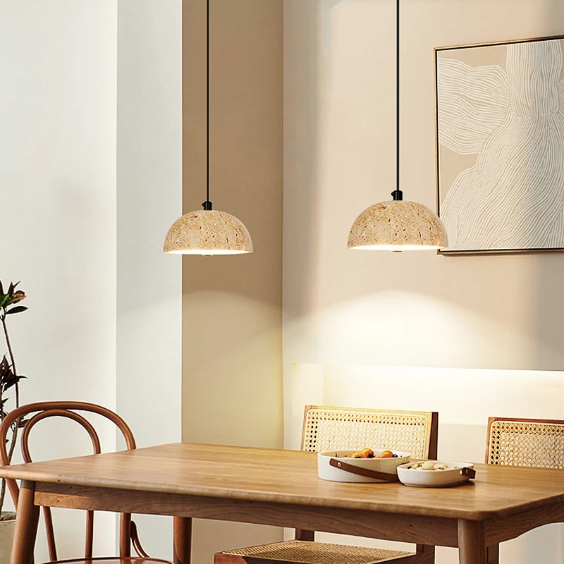 Creative Natural Stone Designer Studio Model Room Decoration Pendant Light Wabi Sabi Japanese Warm Home Restaurant Bedroom Lamp
