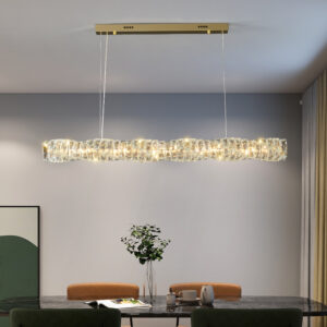 Modern Light Luxury Simple Led High end Restaurant K9 Crystal One line Lamp Long Chandelier SSM-3039 image 1