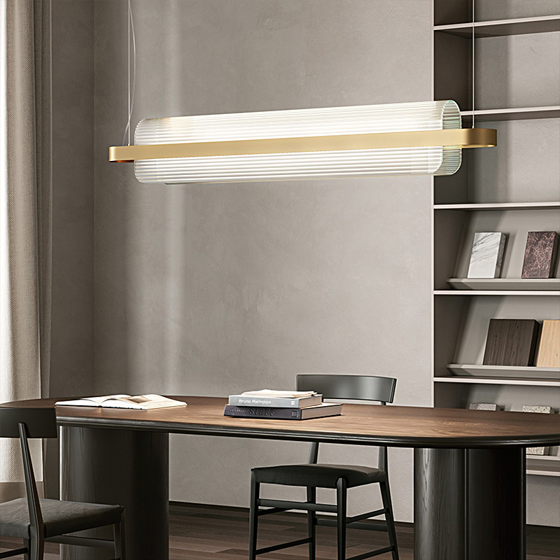 Linear Desk Light Modern Aluminum With Glass for Kitchen Island Dining Room Table Office Light Height Adjustable Chandelier
