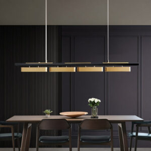 Postmodern Linear Rectangle Pendant Lamp Gold Iron Ceiling Hanging Lamp Acrylic Lamp Shade Ceiling Pendant Light Kitchen Island SSM-5006 image 1