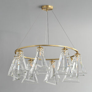 Customized Postmodern Brass Crystal Chandelier Large Gold Pendant Light Hotel Island Kitchen Living Room Nordic Indoor Decor WSM-8010 image 1