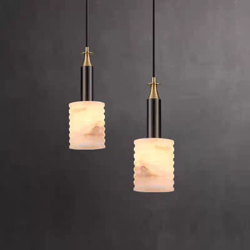 Modern Minimalist Art Model Full Copper Pendant Light Chinese Style Marble Design for Bedroom Dining Room or Living Room